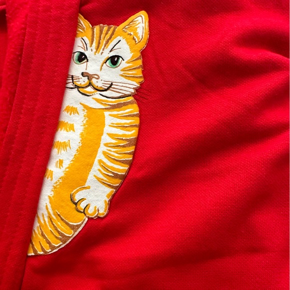 Vintage Linda Lori New York Womens Red Cat Cardigan Sweater One Size VTG Retro - Picture 8 of 11